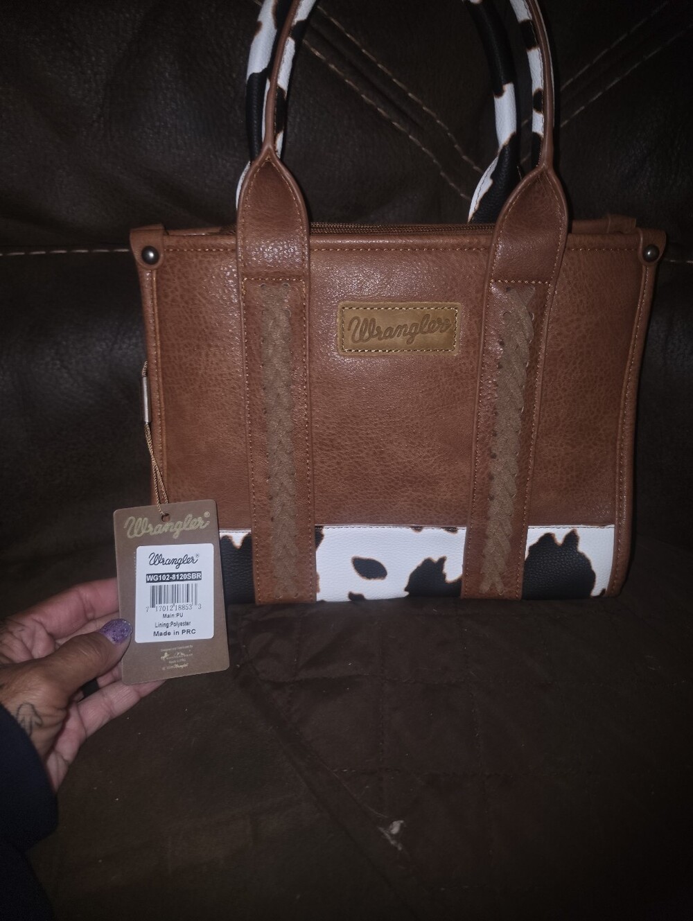 Wrangler Brown & White Cowhide-conceal/carry Purse